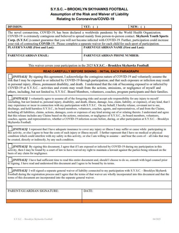 2025 COVID Waiver
